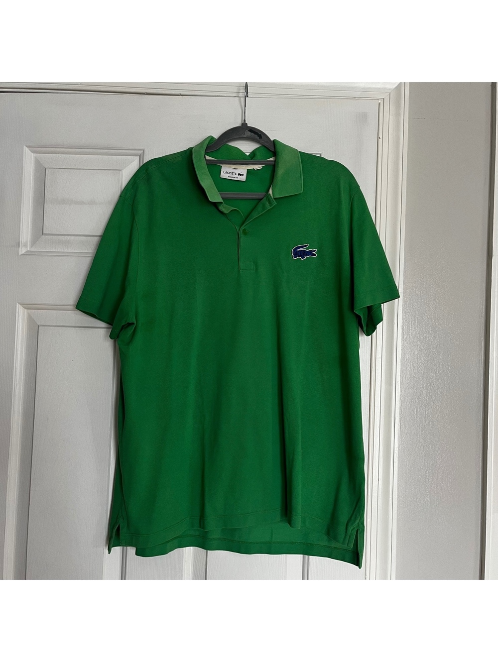 Lacoste Regular Fit Green Polo Shirt with Blue Crocodile Logo